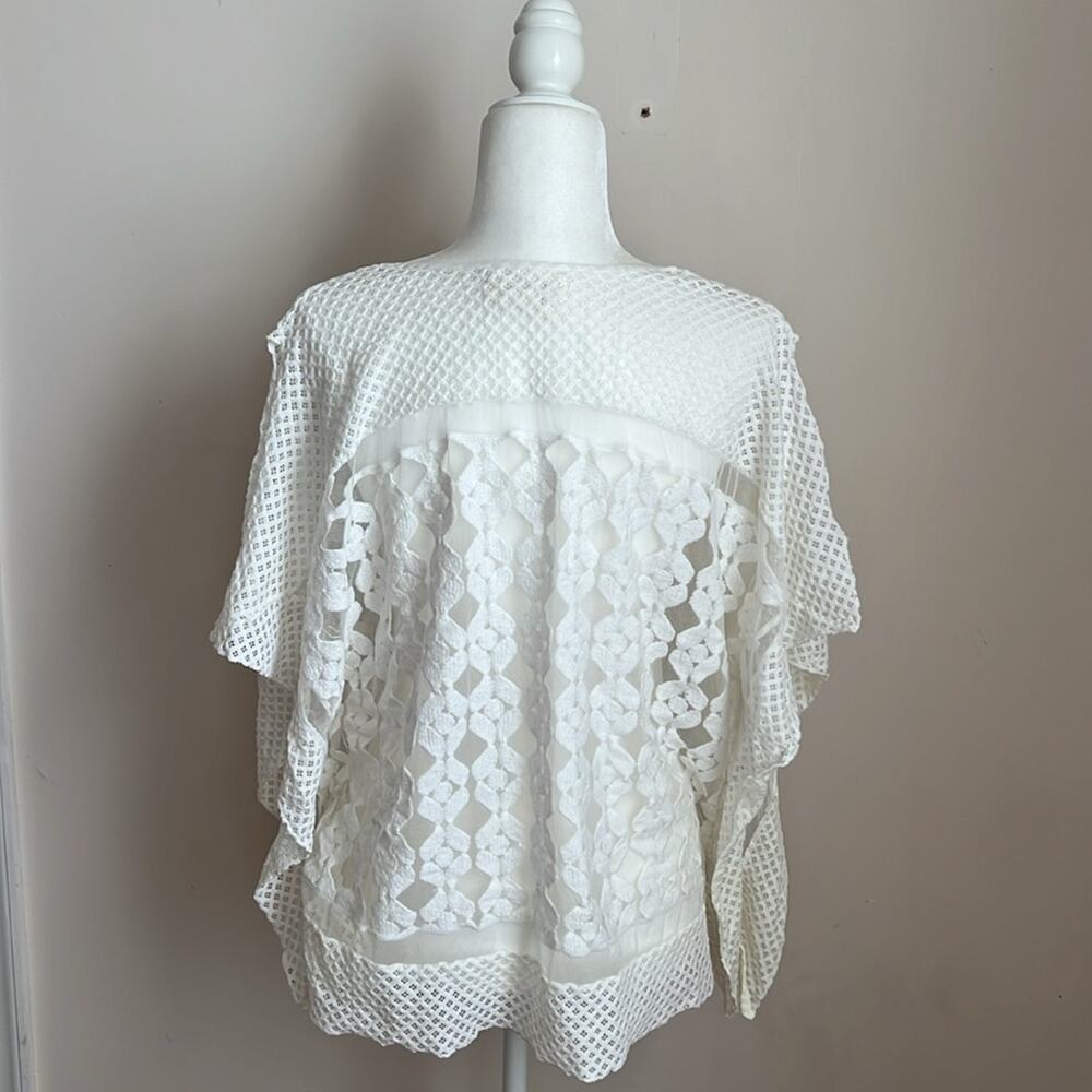 Anthropologie White Lace Poncho - Picture 5 of 9